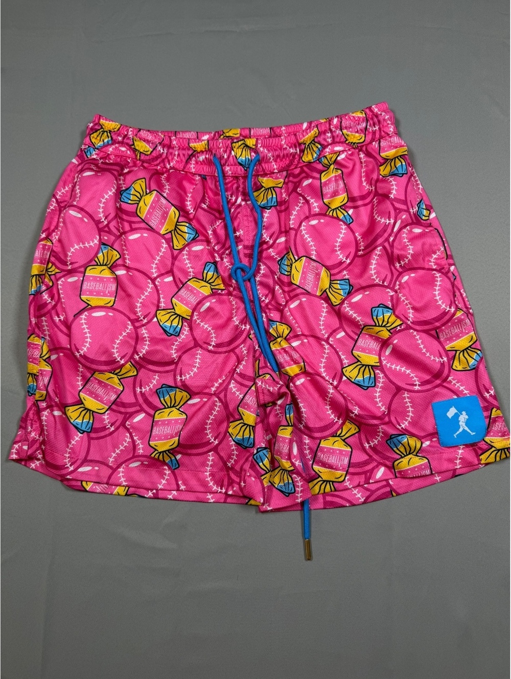 Baseballism pink baseball print shorts